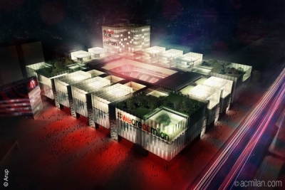 Lego rubro-negro: Milan divulga fotos do projeto de seu novo estádio