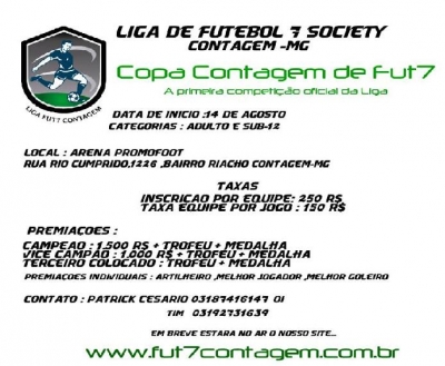 Liga de Futebol Society de Contagem lança Campeonato de FUT7
