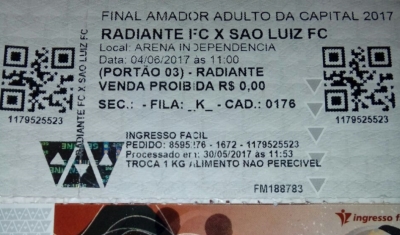 C.R. Direto do ZAPZAP: ÍMPAR EC – Ingresso da final do Brasileirão MG 2017!