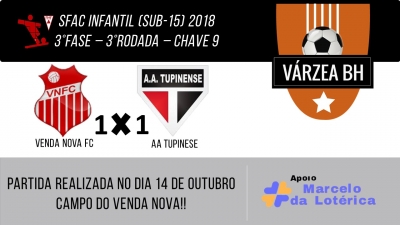 C.R. Direto do ZAPZAP: SFAC Infantil (Sub-15) 2018: Venda Nova 1x1 Tupinense