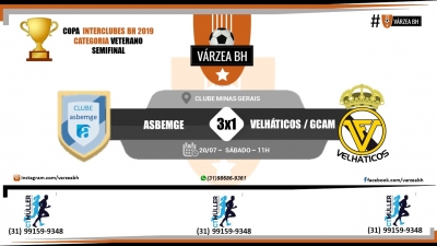 C.R. Direto do ZAPZAP - Torneio Interclubes 2019: Asbemge 3x1GCAM / Velháticos