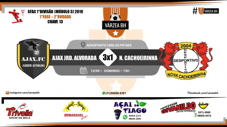 C.R. Direto do ZAPZAP: SFAC 1°Divisão (Módulo 3) 2019: Ajax J. Alvorada 3x1 N Cachoeirinha