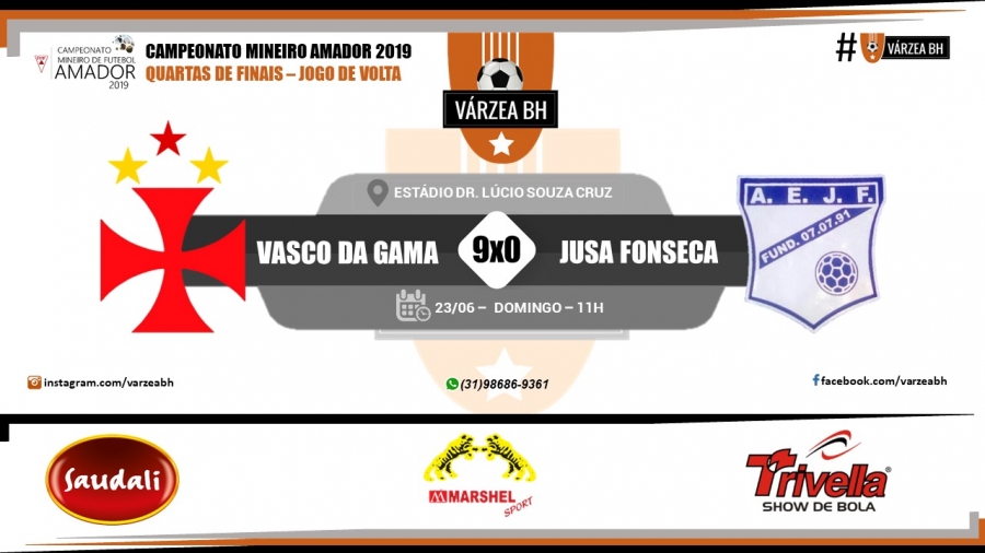 C.R. Direto do ZAPZAP - Campeonato Mineiro Amador 2019: Vasco 9x0 Jusa Fonseca