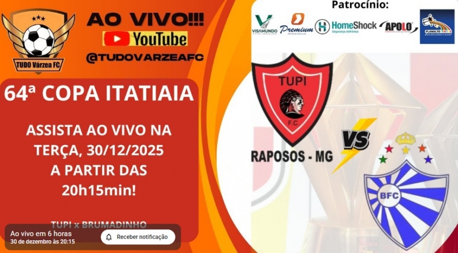 64&deg;Copa Itatiaia 2024/2025: AO VIVO, Tupi vs Brumadinho