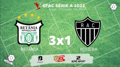 C.R. Direto do ZAPZAP -  SFAC SÉRIE A 2022: Betânia 3x1 Riviera